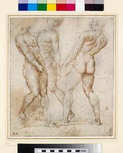 The Nude Bearers (Study for the Entombment) (pero a inkoust s kvašem na papíře)